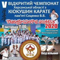 Открытый чемпионат Херсонской области по киокушин каратэ памяти Соценка В.В. 08.11.2020 г. в с. Виноградово.
